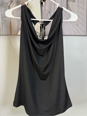 Lipstick Boutique Black Draped Halter Cowl Tank